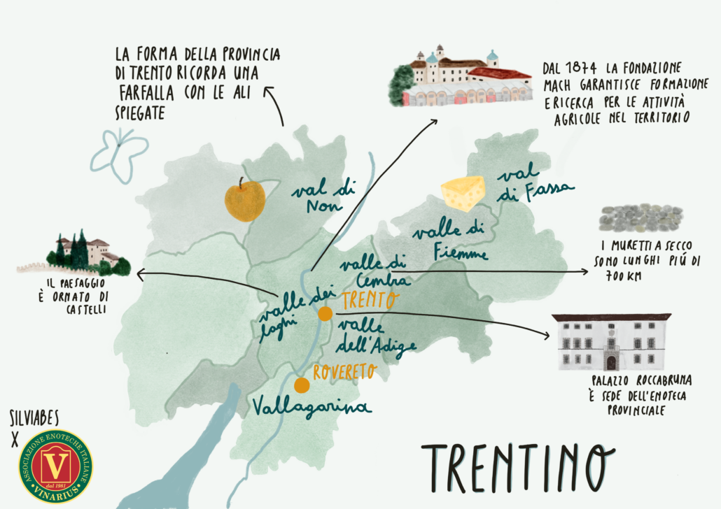 mappa illustrata vinarius stage trentino 2024