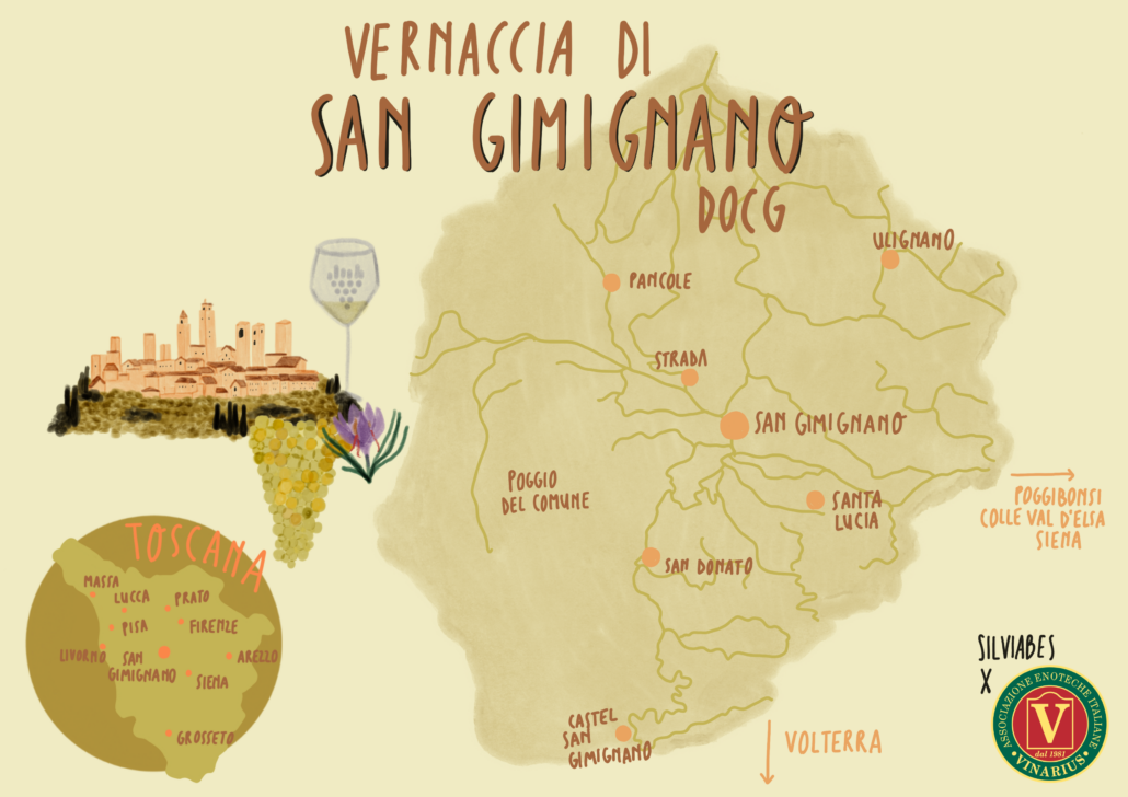 reportage san gimignano mappa illustrata